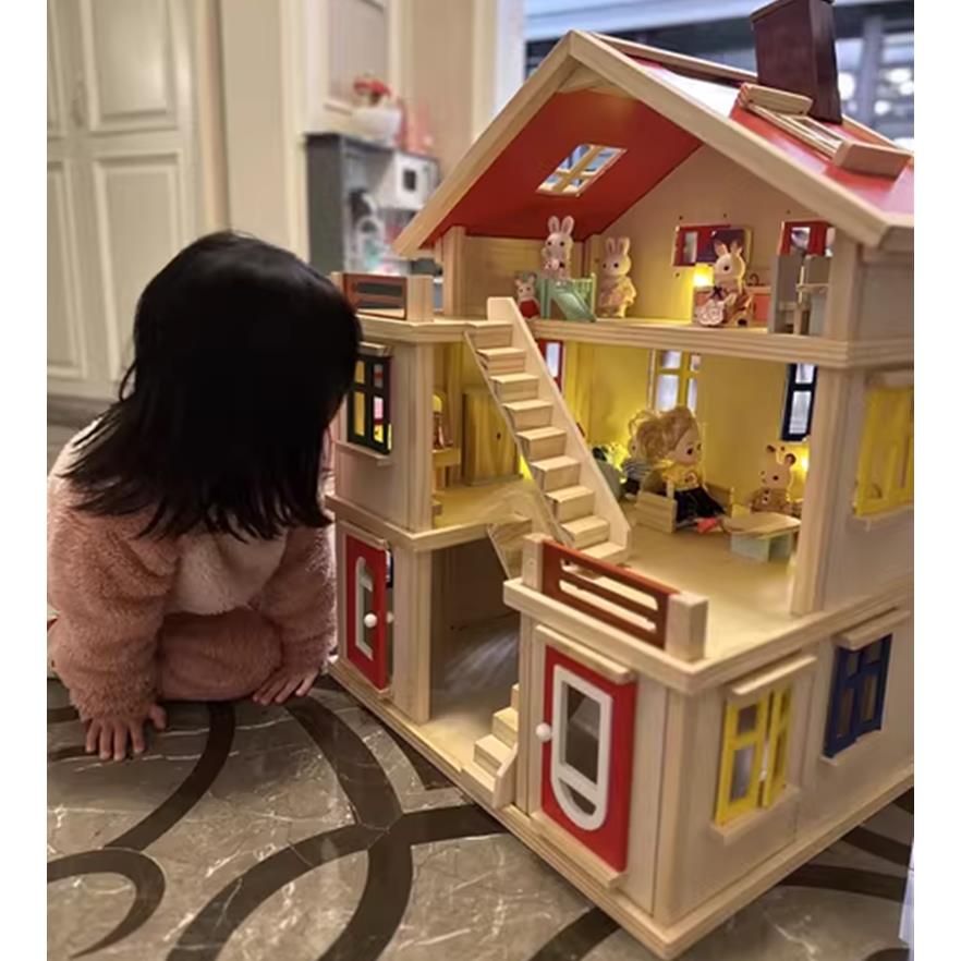 儿童大玩具房子小屋女孩玩具实木过家家公主玩偶屋别墅木屋玩具屋