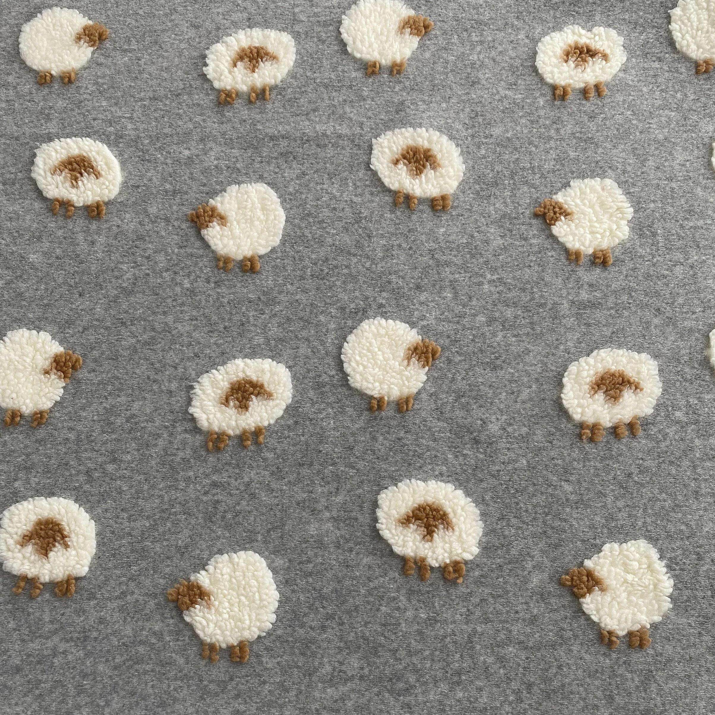 秋冬针织提花灰色可爱立体小羊毛呢面料儿童外套手工包包diy布料