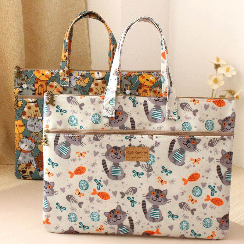 出口韩国卡通防水牛津布便当包A4补课复习补课书袋拎书资料包