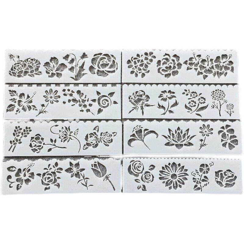 新款绘画涂鸦模板字母动物手帐镂空花边尺儿童diy填色模版长条尺