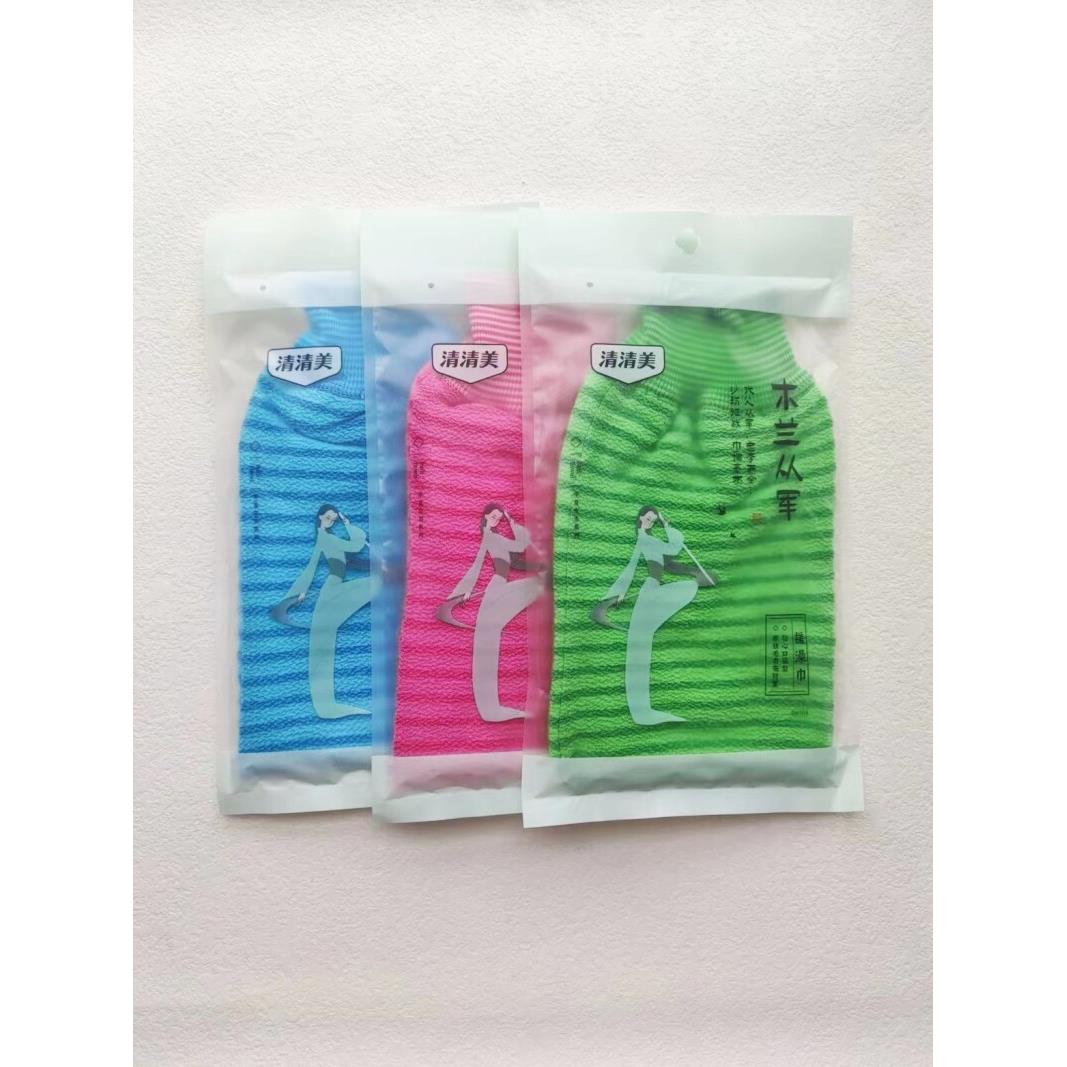 清清美搓澡巾家用男女澡堂条纹竹纤维洗澡巾收口加大搓灰下泥1116