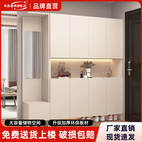 实木鞋柜家用门口一体靠墙入户玄关柜客厅大容量多层收纳鞋架