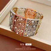 批发手链风手饰精致vintage方形个性 中古手环冷淡高级感轻奢镶钻