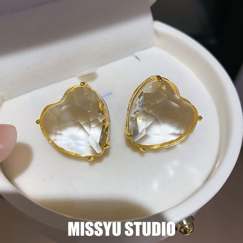 风18！真金女感耳钉水晶清冷清