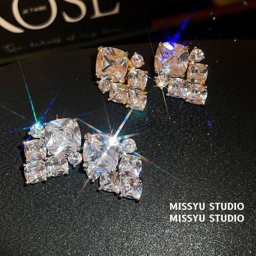 耳钉菱形方正！简约通勤轻奢耳环