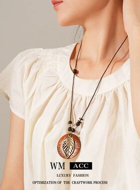 饰品木珠圆形波西米亚毛衣链吊