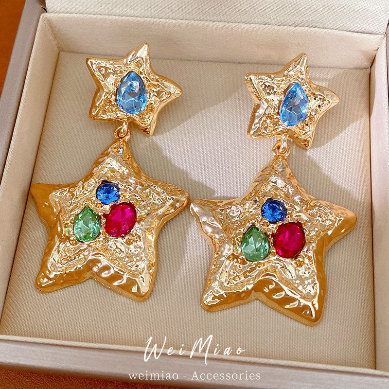 镶钻星星耳环夸张耳钉轻奢耳饰