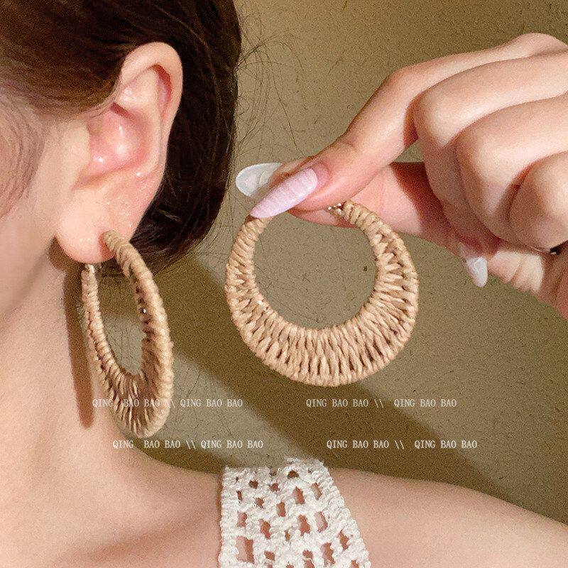 高级感耳钉设计感耳圈耳饰独特百搭耳环编织小众大气质女时尚夸张