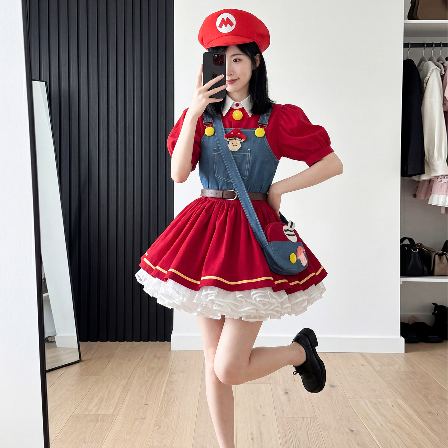 久命猫马里奥cos洛丽塔超级玛丽服装成人女采蘑菇的小姑娘Lolita