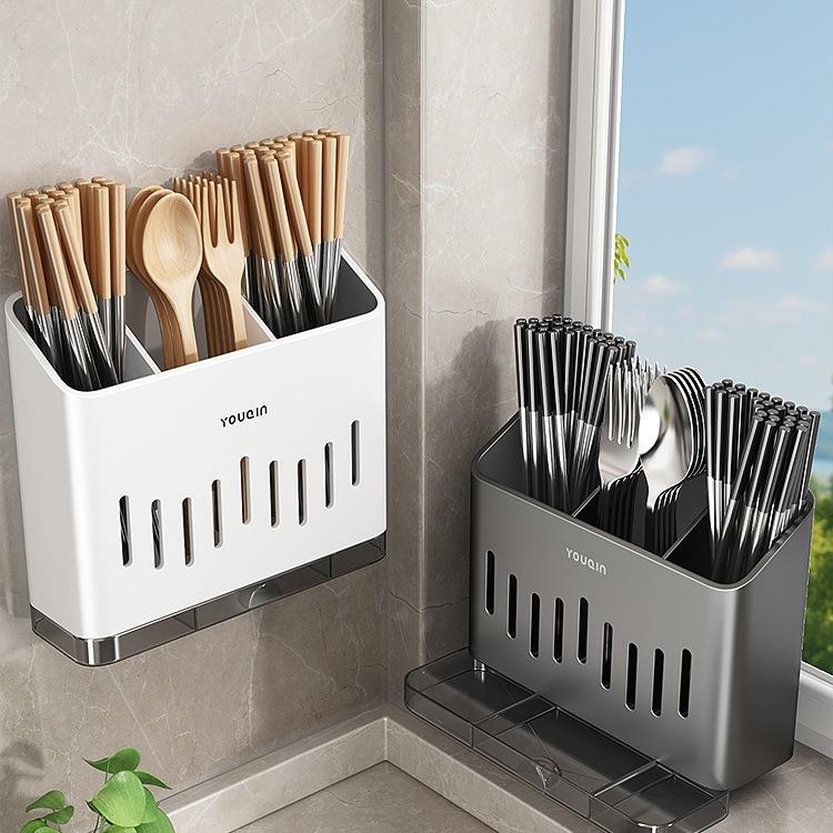 不锈钢筷子收纳盒厨房沥水筷子筒壁挂式筷子笼家用筷子置物架