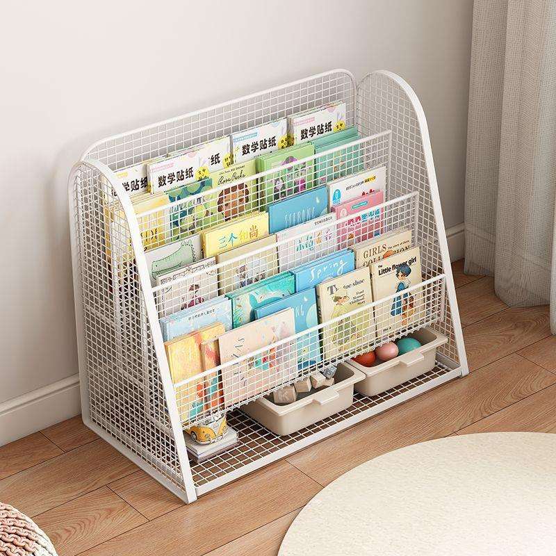 儿童书架绘本架宝宝儿家用落地小孩置物玩具收纳架书柜阅读二合一
