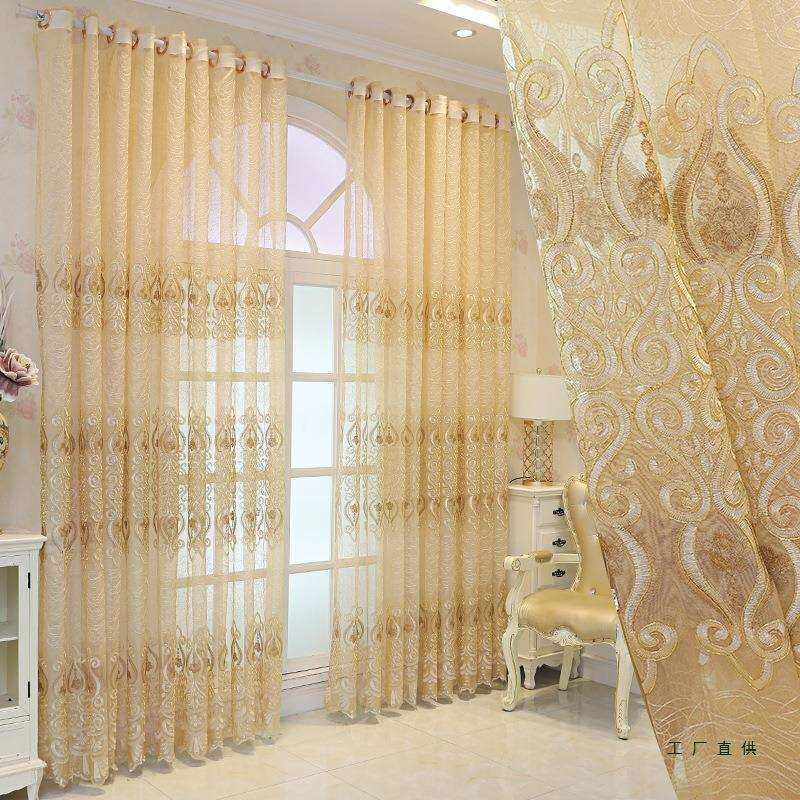 2025新款奢华欧式简约现代窗帘遮光绣花纱帘飘窗客厅卧室感