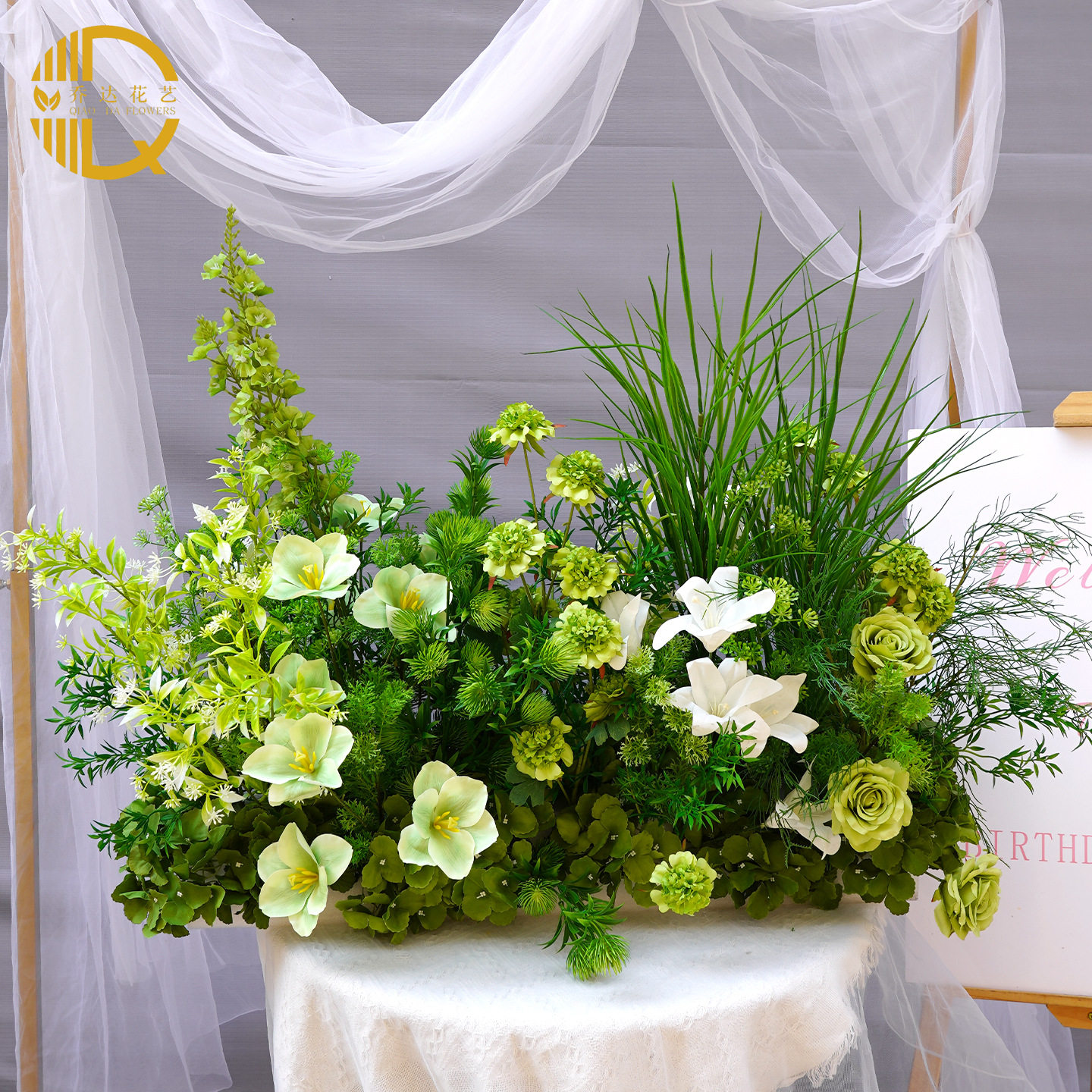 婚庆婚礼堂绿色系仿真花艺道具