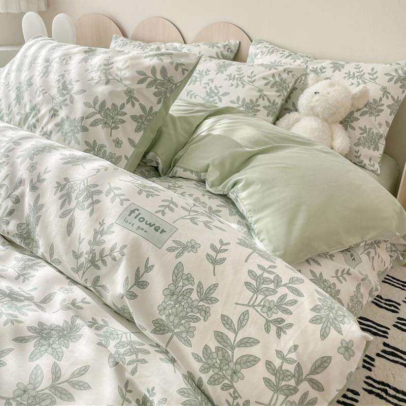 小清新纯棉床上四件套全棉2025新款简约被套罩床单三件套床笠床品