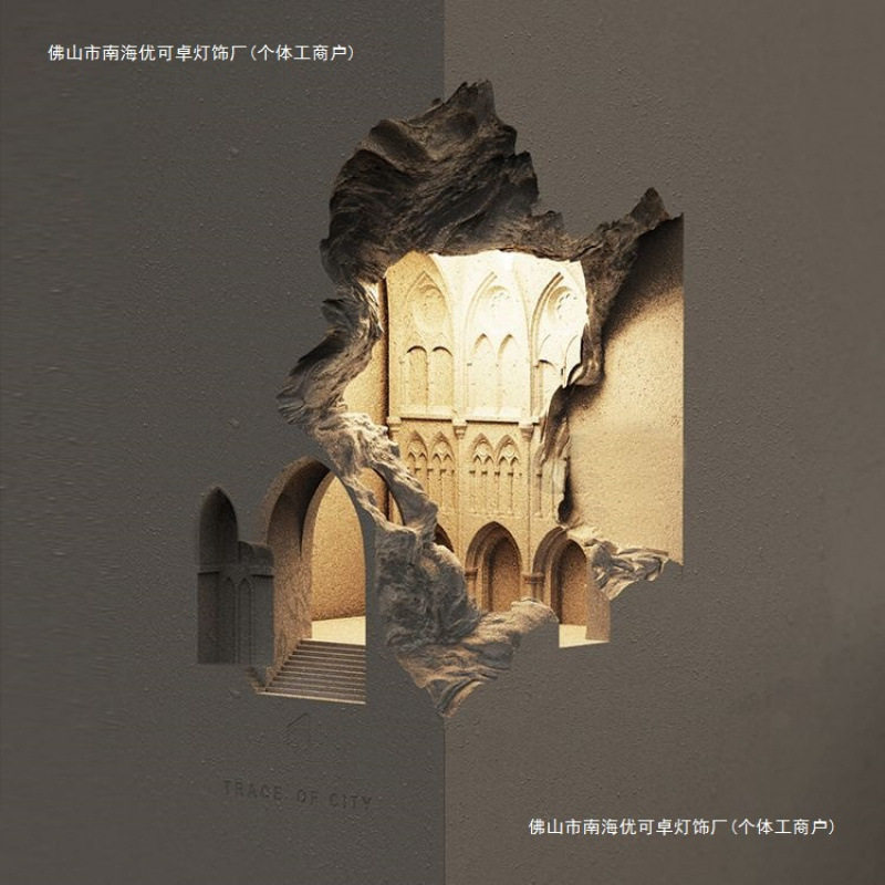 圣母院感应夜灯走廊石膏灯嵌入式楼梯墙角内嵌宫殿壁灯氛围灯