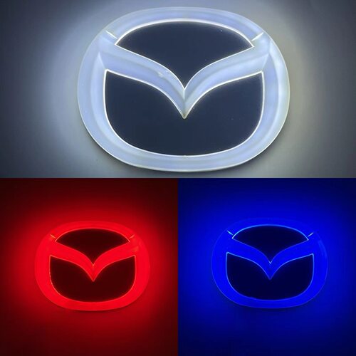 适用4D马自达标志logo亮光带M3灯M2发光M6后M8尾CX7车标led灯改装