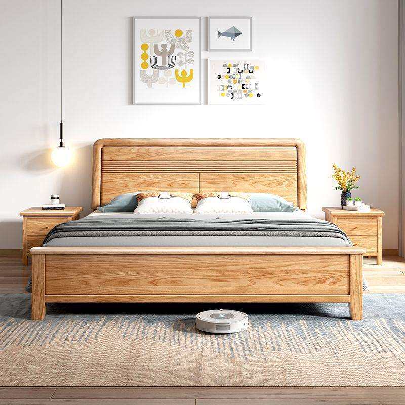 北美FAS红橡木欧式简约小户型实木静音1.8/1双人爆款储物主卧婚床