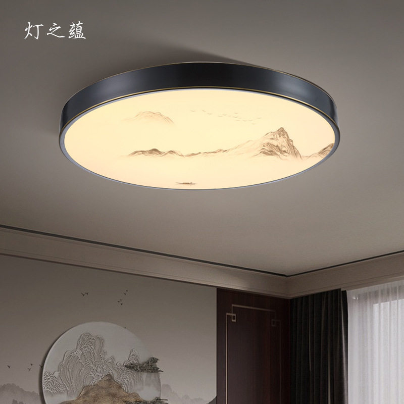 新中式卧室吸顶灯全铜房间现代简约大气入户走廊玄关阳台过道灯具