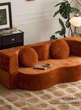 可拆洗懒人沙发纯海绵真空压缩小户型公寓坐卧双人两用折叠沙发床