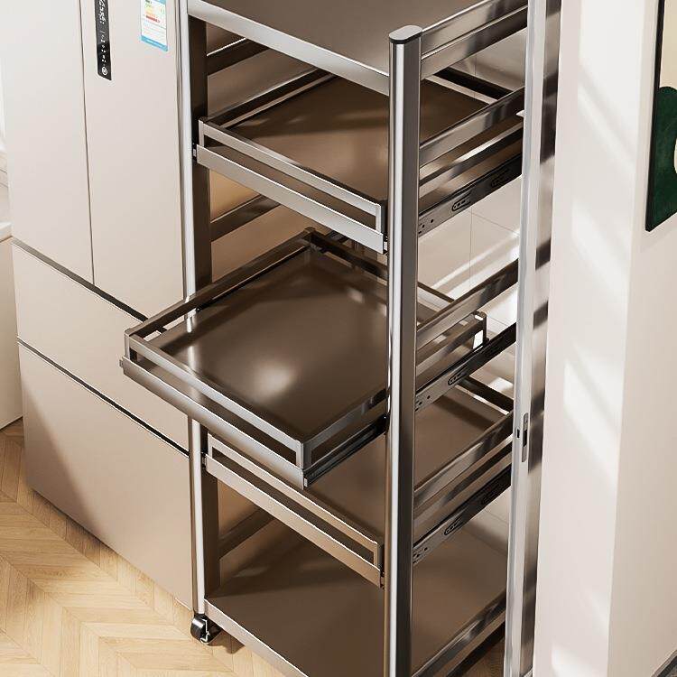 厨房夹缝置物架角落地多层冰箱旁边侧面缝隙收纳柜抽屉抽拉式储物