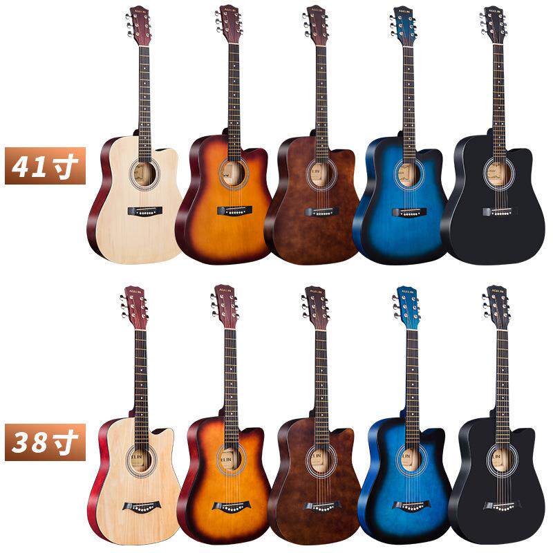 38寸吉他民谣吉他初学缺角椴木41寸吉他新手练习琴木吉他