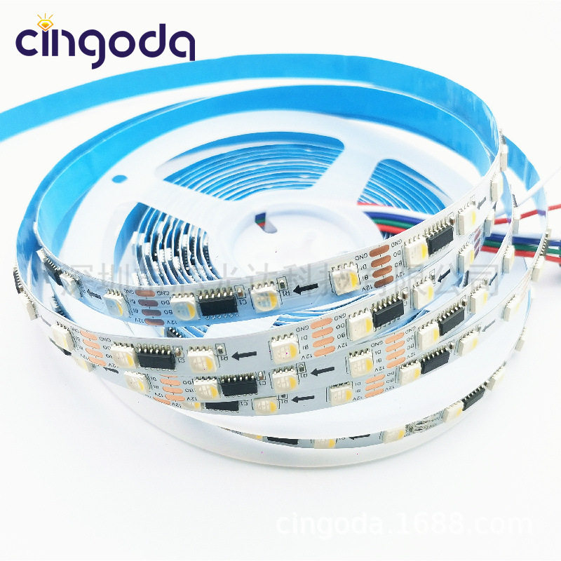 高端自动写码高辉高刷DC12V-DMX512RGBW/60LED1990协议可寻址灯带