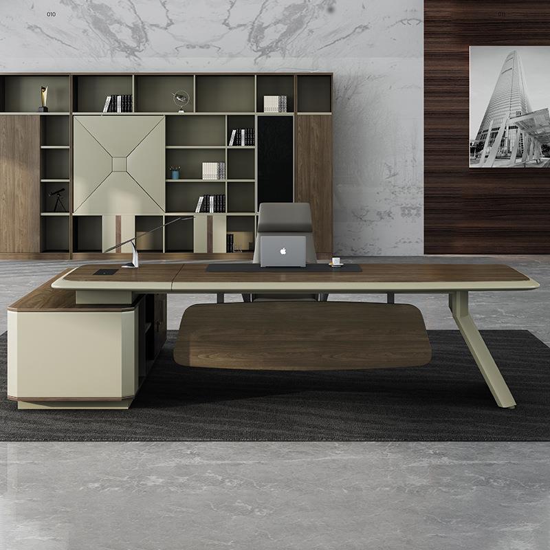 老板桌大班台简约现代经理总裁主管电脑办公桌木质家具转角会议桌