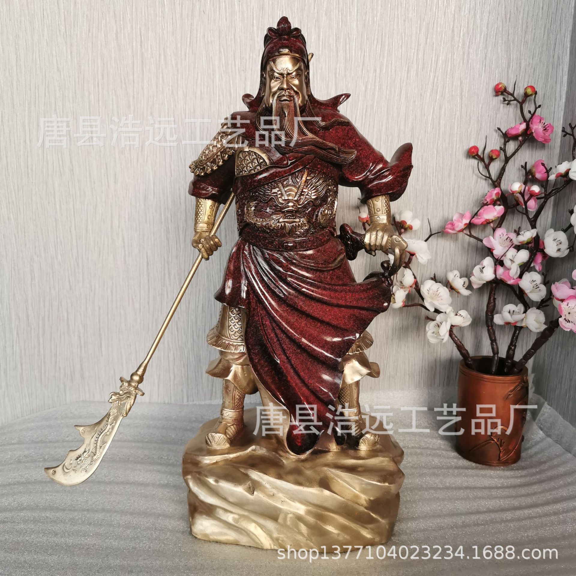 精雕彩铜关公武财神立刀神像