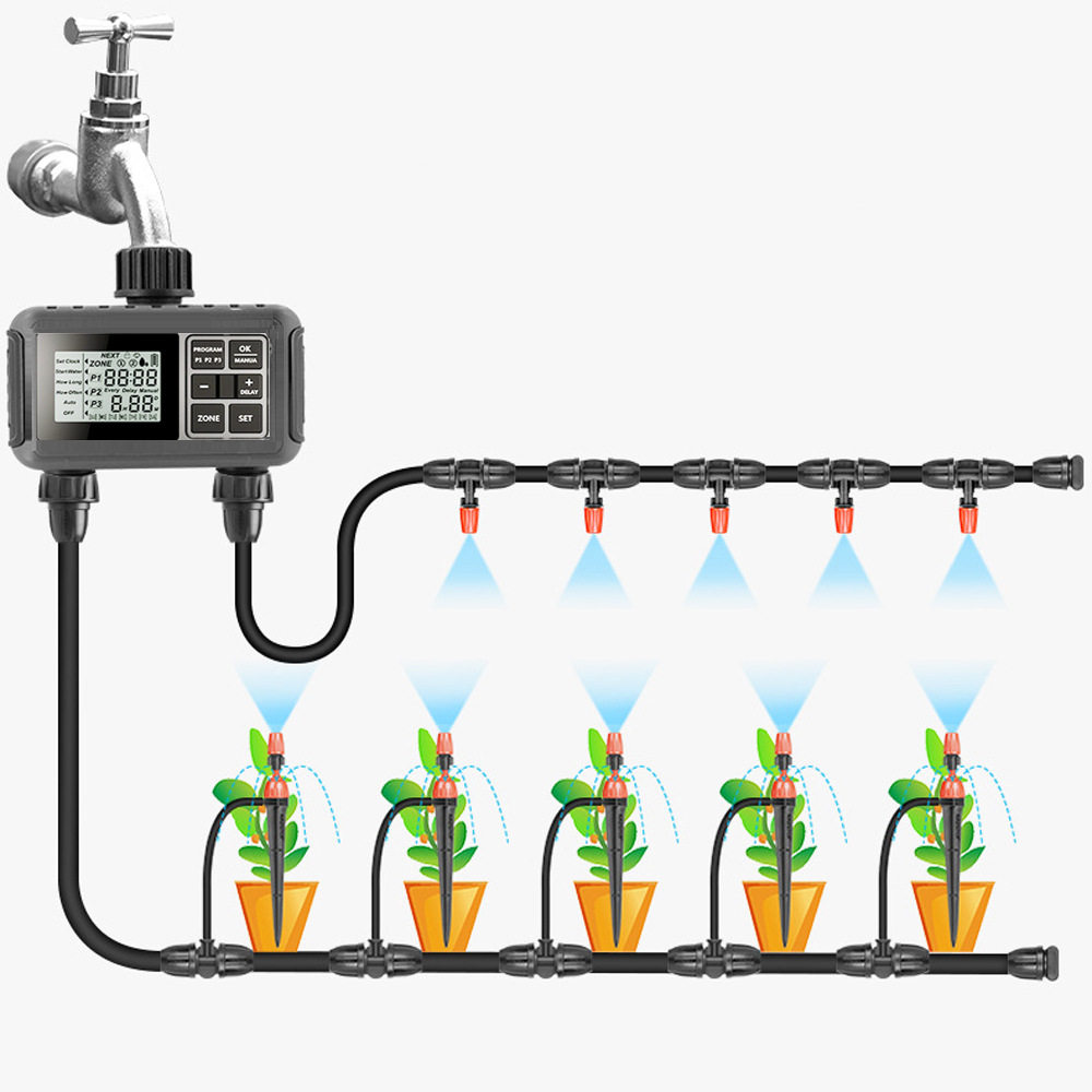 双出口大屏幕园林定时灌溉浇花器自动浇水器多组程序智能浇水器