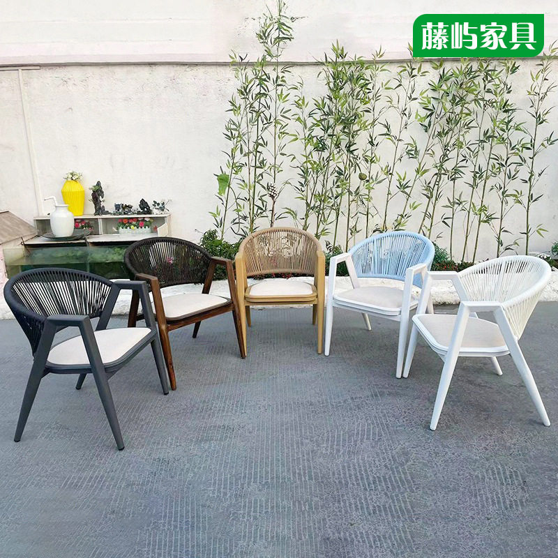 藤编沙发椅藤椅子现代简约家用藤艺北欧凳子酒店民宿靠背编轻奢