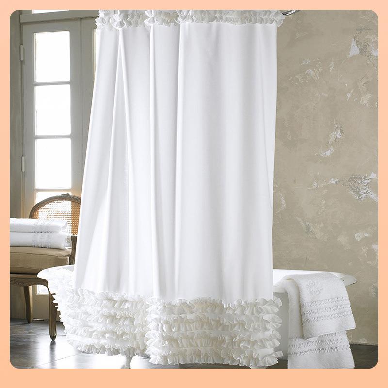 47N欧式潮流时尚浴帘清新涤纶布加厚防水洗澡间手工裙摆加厚挂帘