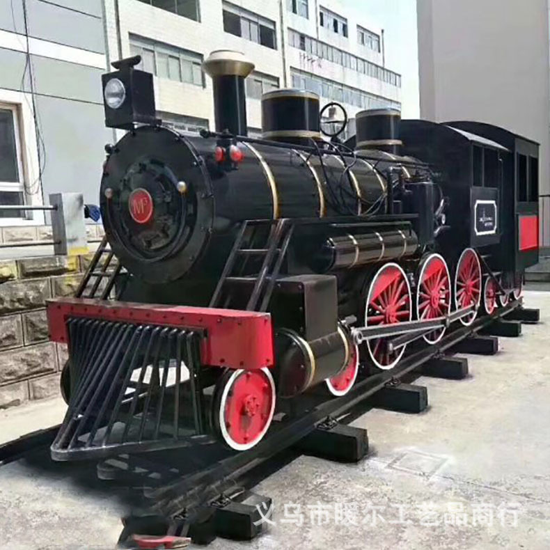 暖尔复古金属内燃机怀旧火车模型步行街商场广场一比一火车头摆件