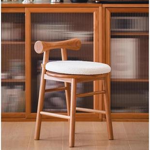 蝴蝶小凳家用实木小凳子樱桃木化妆凳带靠背圆凳椅子