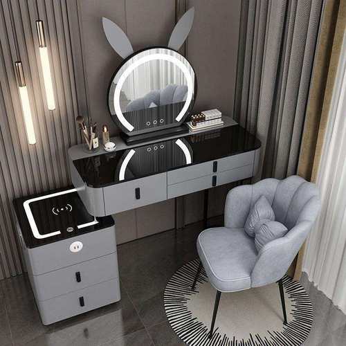 智能梳妆台无线充电轻奢北欧卧室化妆台现代简约多功能化妆桌