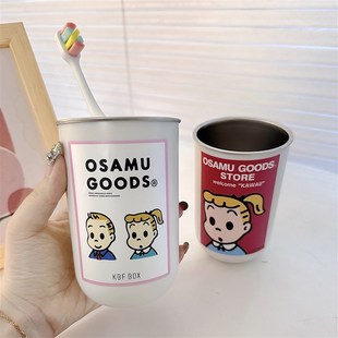 日系不锈钢水杯情侣家用刷牙杯可爱创意漱口杯宿舍儿童高颜值牙杯