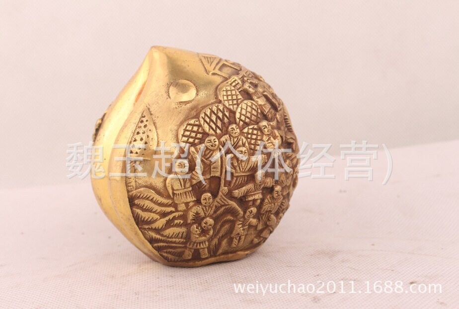 厂家直销纯铜祝寿寿桃 蟠桃献瑞 寿星 铜寿桃 家居风水摆件
