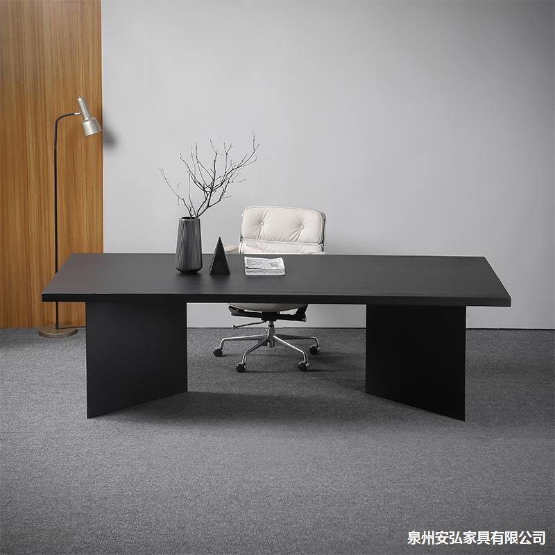 简约现代实木办公桌黑色办公室电脑桌会议桌书桌接待工作台长桌子