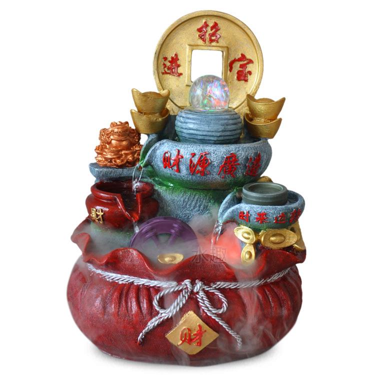 开业装饰品金蟾树脂工艺品流水盆景中式流水喷泉办公室摆件