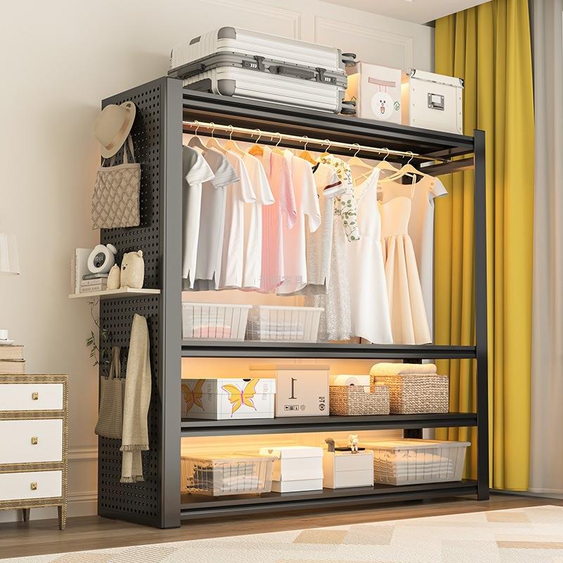 家用置物架货架衣柜简易组装开放式卧室挂衣架家用阳台收纳铁架子