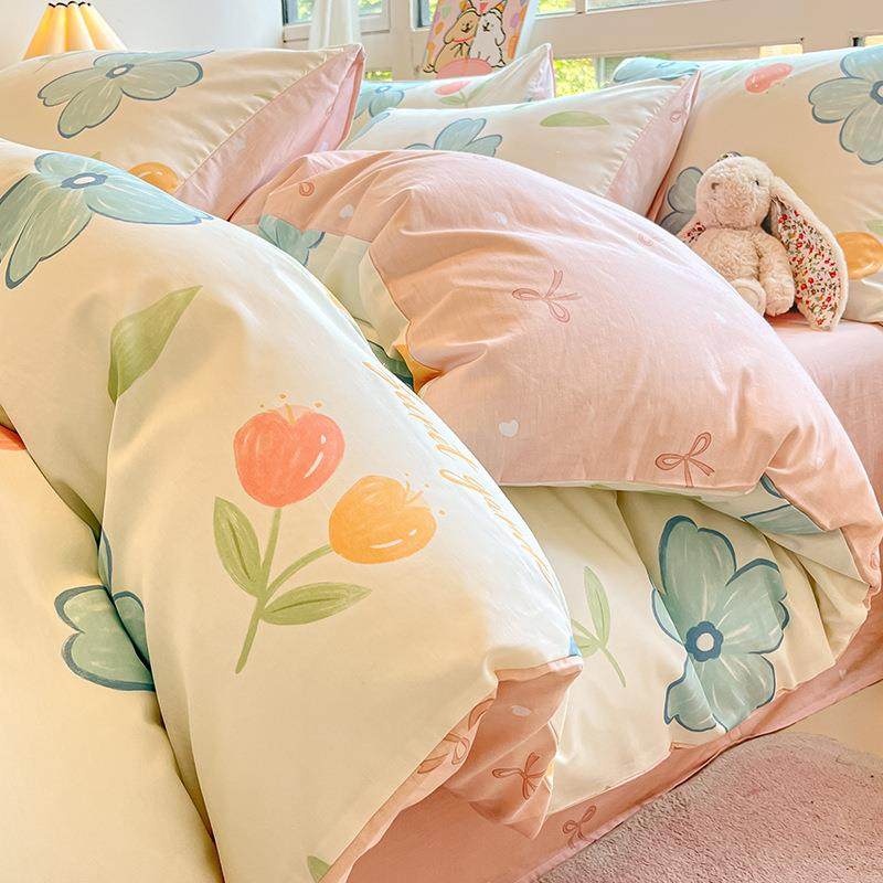 小清新纯棉床上四件套全棉2025新款床品学生宿舍被套床单三件套女
