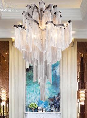 意大利流苏简约创意后现代客厅大厅楼梯大吊灯复式楼别墅跃层吊灯