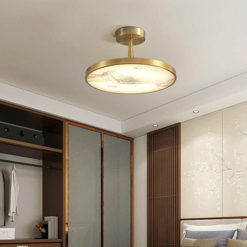 新中式吸顶灯中国风法式全铜客厅灯具别墅餐厅卧室古典led铜灯具