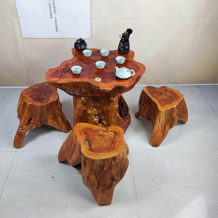 根雕茶台实木树根茶几原木家用客厅香樟木头茶台树桩小型阳台茶桌