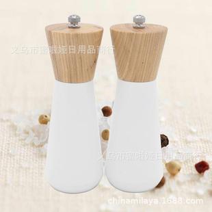 电商新款 木制胡椒磨手动研磨器研磨工具 橡胶木胡椒磨套装