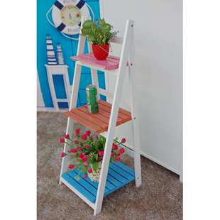 折叠式花架厨房卫生间多功能收纳架木制三四层架子实木置物架