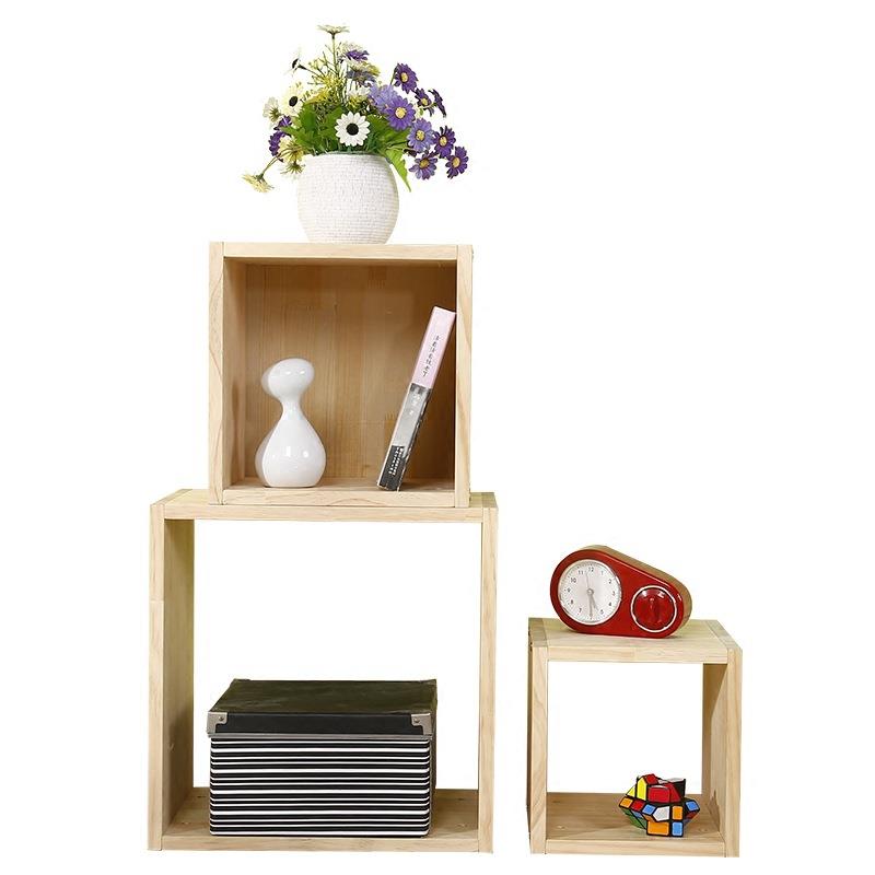 儿童实木书柜松木简约现代书橱书架自由组合小学木柜门格子柜其J&