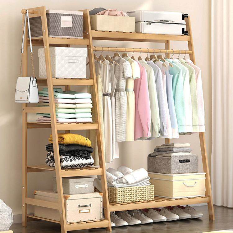 衣帽架落地卧室家用实木简易衣服置物架子客厅室内挂衣架收纳神器