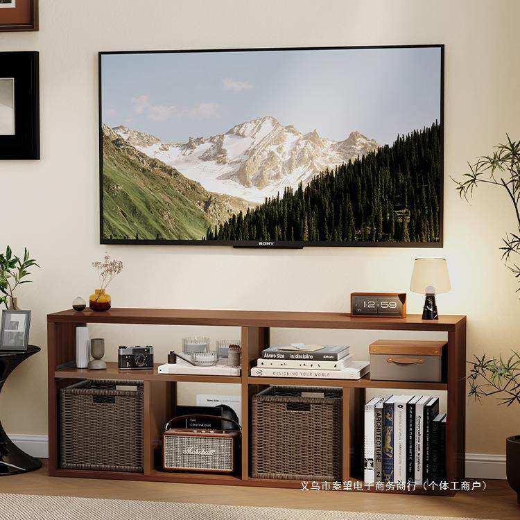 宜搭家居落地款电视柜客厅家用中古风收纳储物柜一体组合墙钢制柜