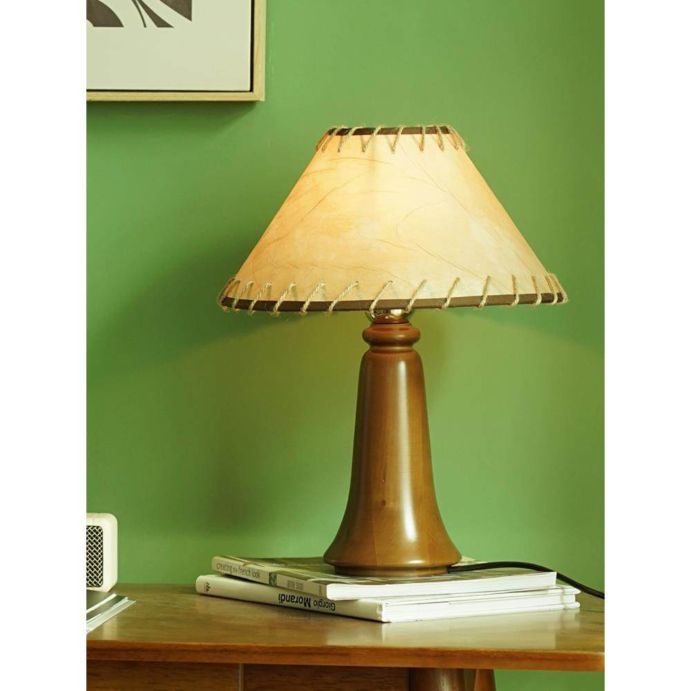 黑色布艺法式复古轻奢氛围灯简约现代卧室床头柜中古感台灯