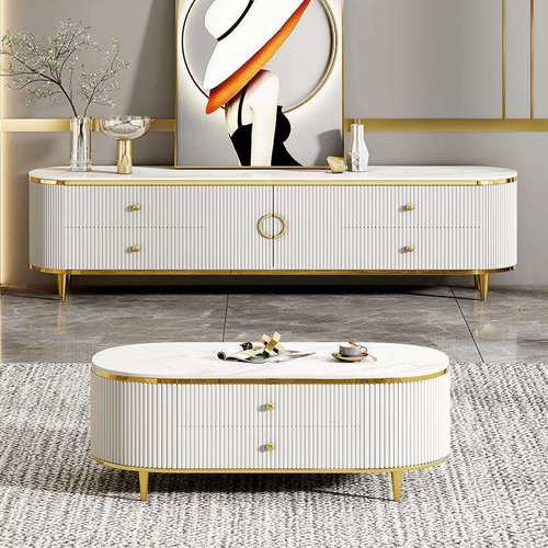 轻奢电视柜茶几奶油风客厅简约组合岩板后现代卧室家具港式小